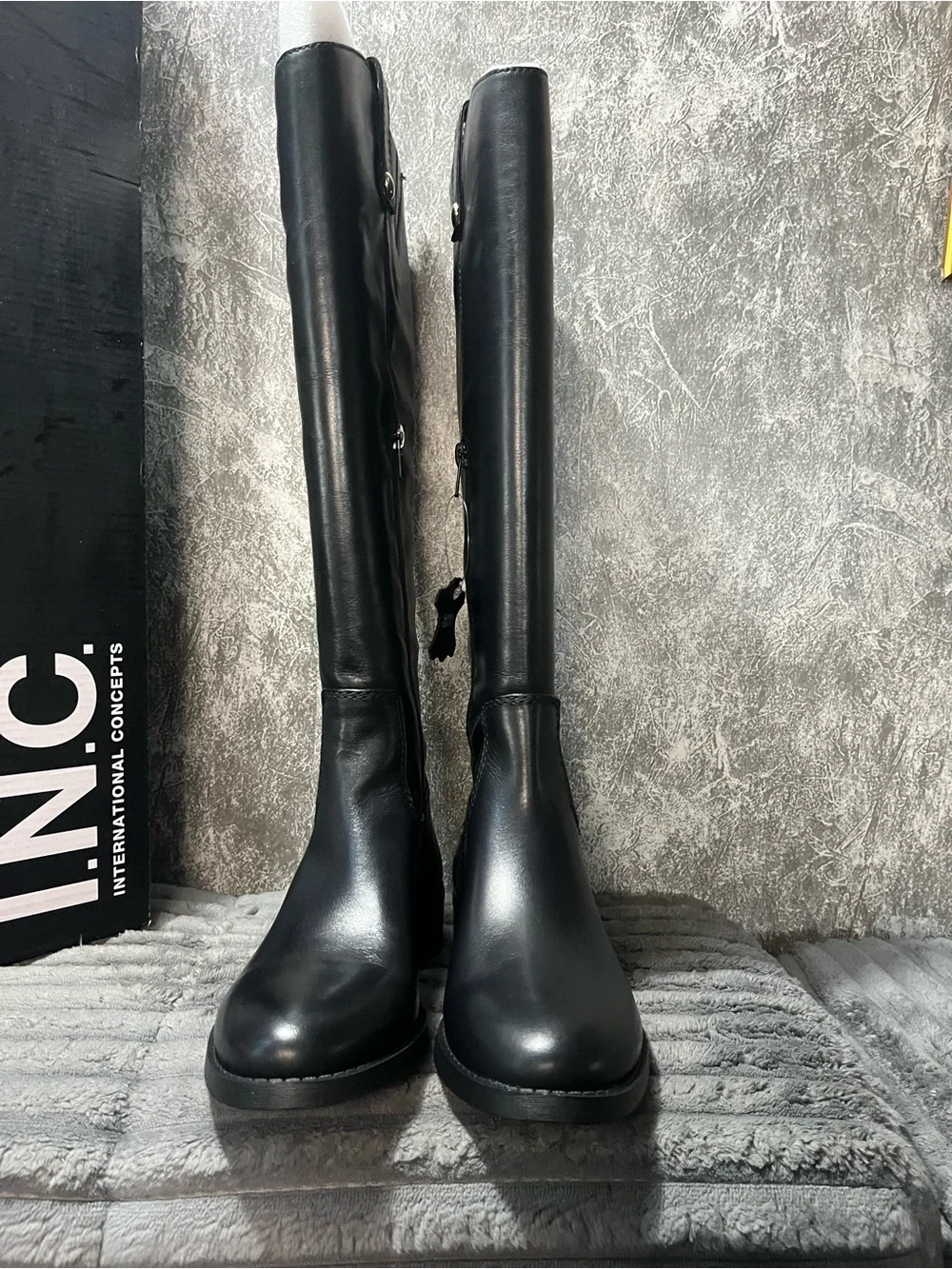 INC International Concepts Black Over-the-Knee Riding Boots